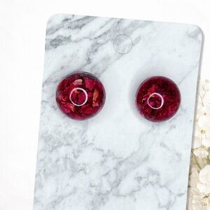 6353. Magenta Dried Flower Earrings Handmade